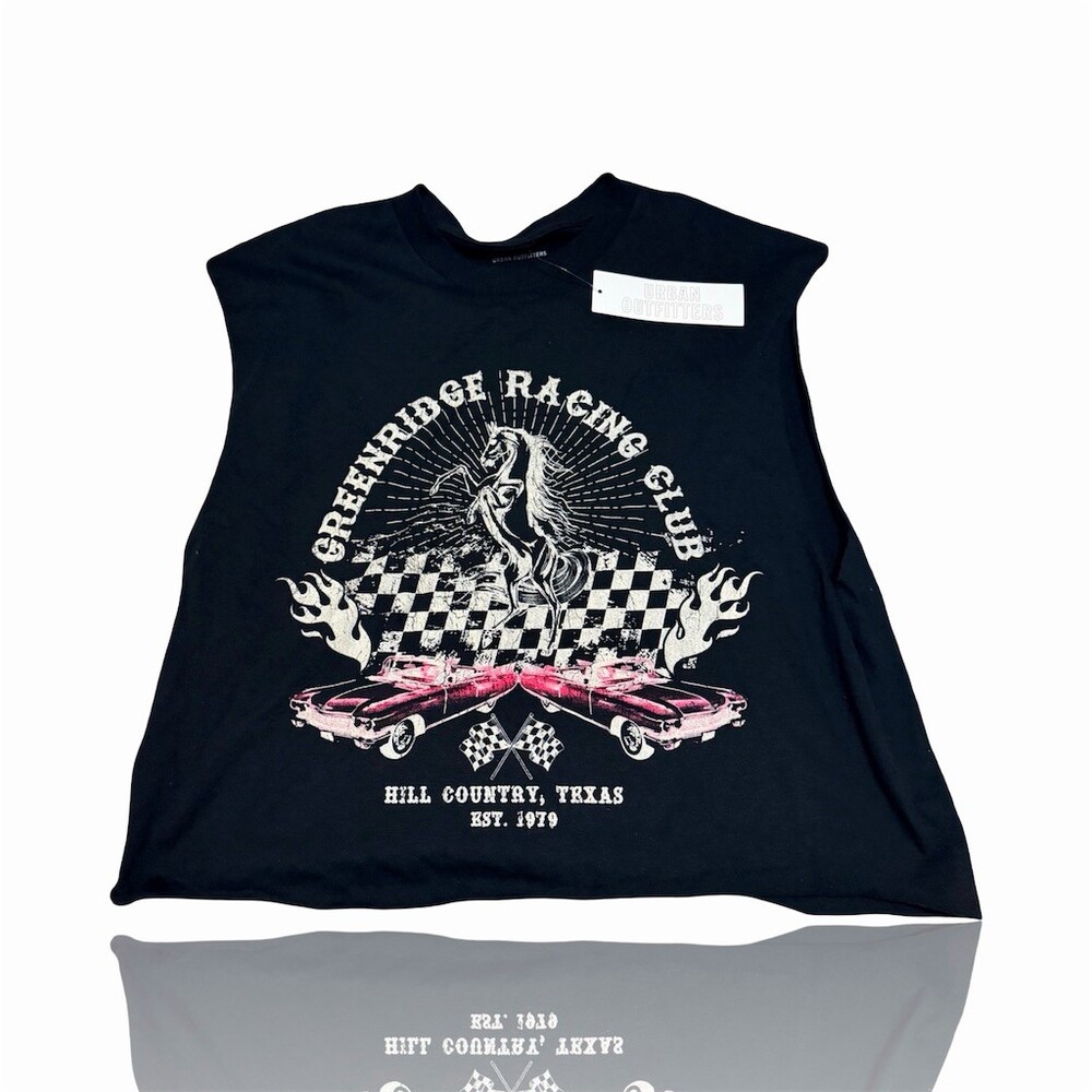Urban Outfitters Tank Top Womens M Black Greenridge Racing Club Graphic